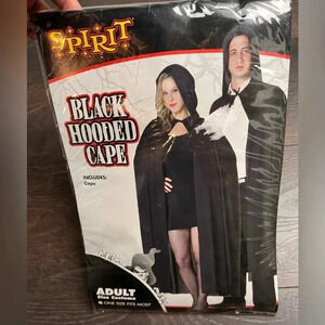 Spirit Halloween Adult Black Hooded Cape Costume One Size Fits